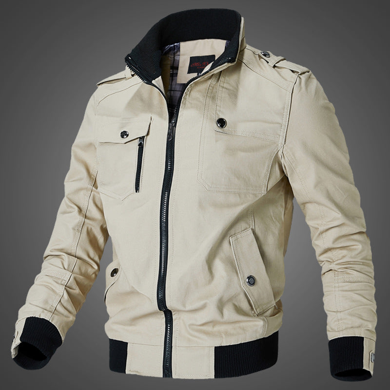 Men's Korean Casual Jacket – Stand Collar, Slim Fit