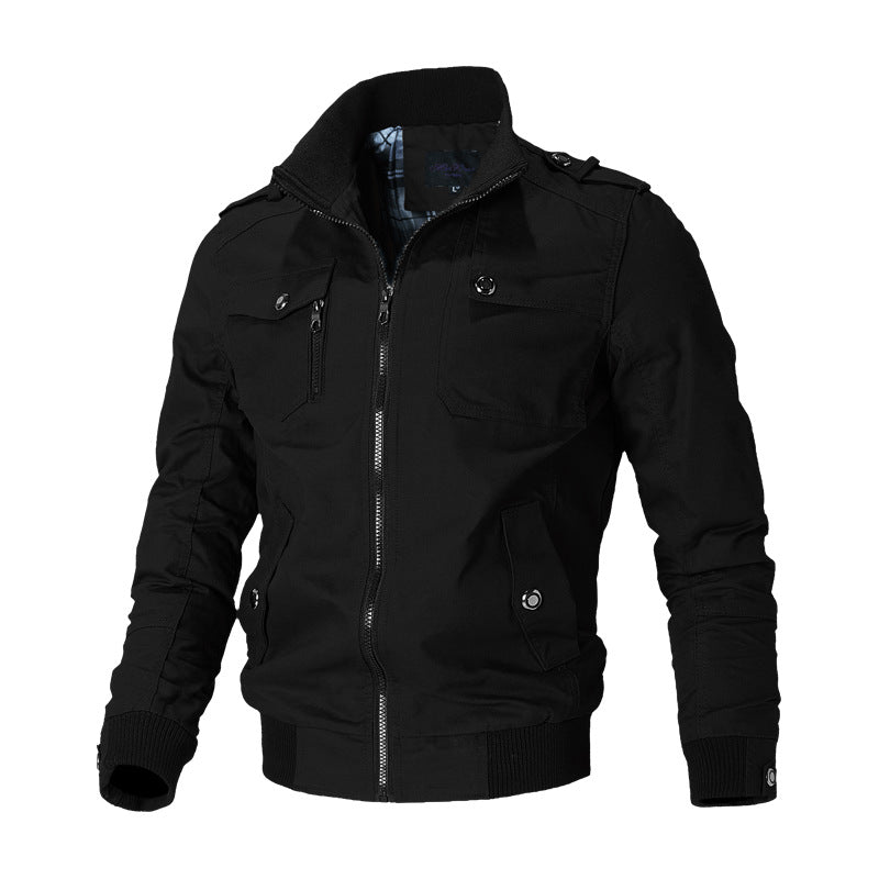 Men's Korean Casual Jacket – Stand Collar, Slim Fit