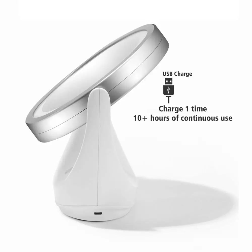 Portable LED Makeup Mirror – 1X/5X Magnifying, 360° Rotation