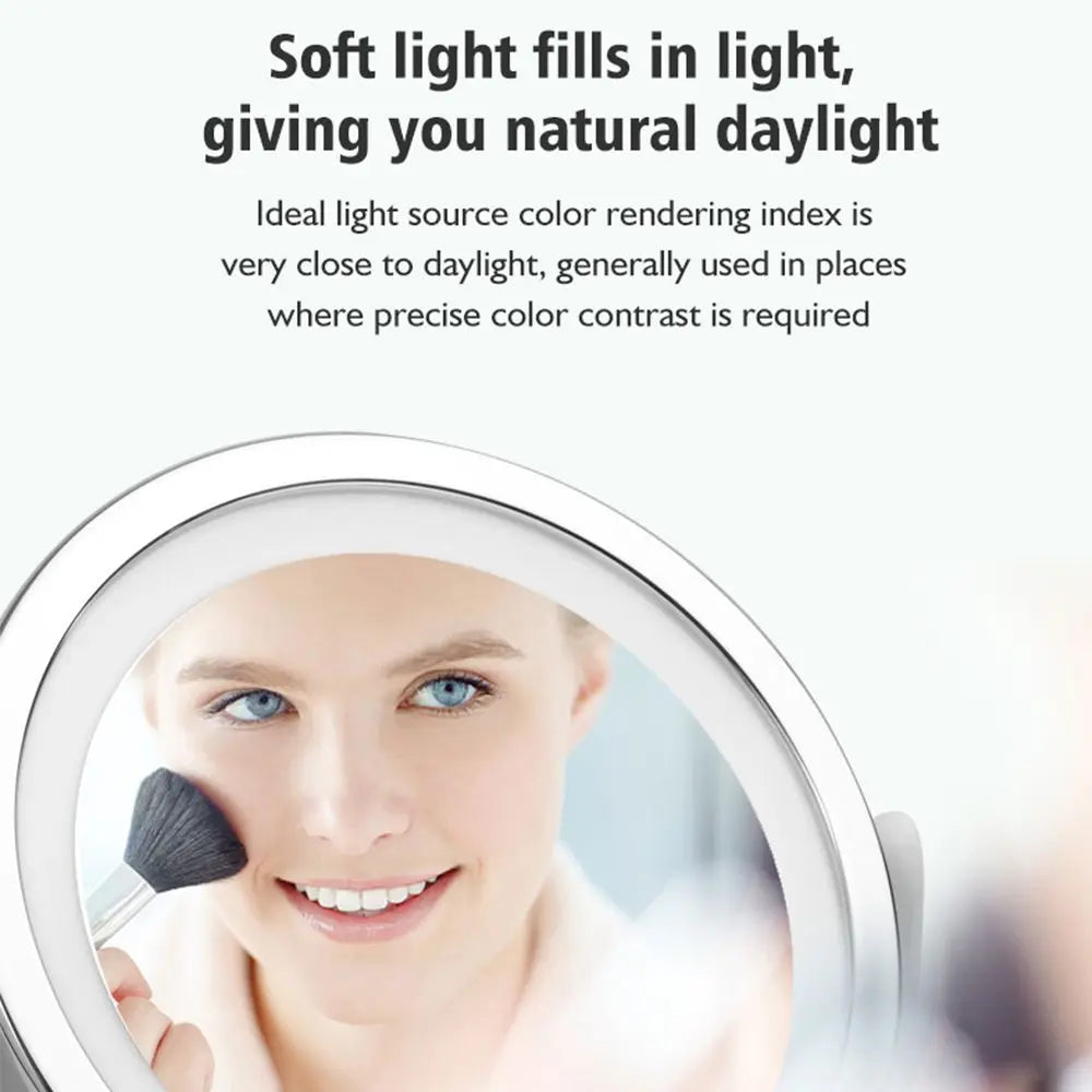 Portable LED Makeup Mirror – 1X/5X Magnifying, 360° Rotation