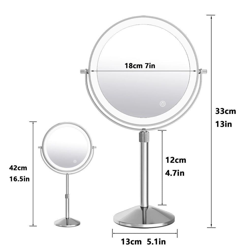 LED Vanity Makeup Mirror – 10X Magnifying, 360° Rotation