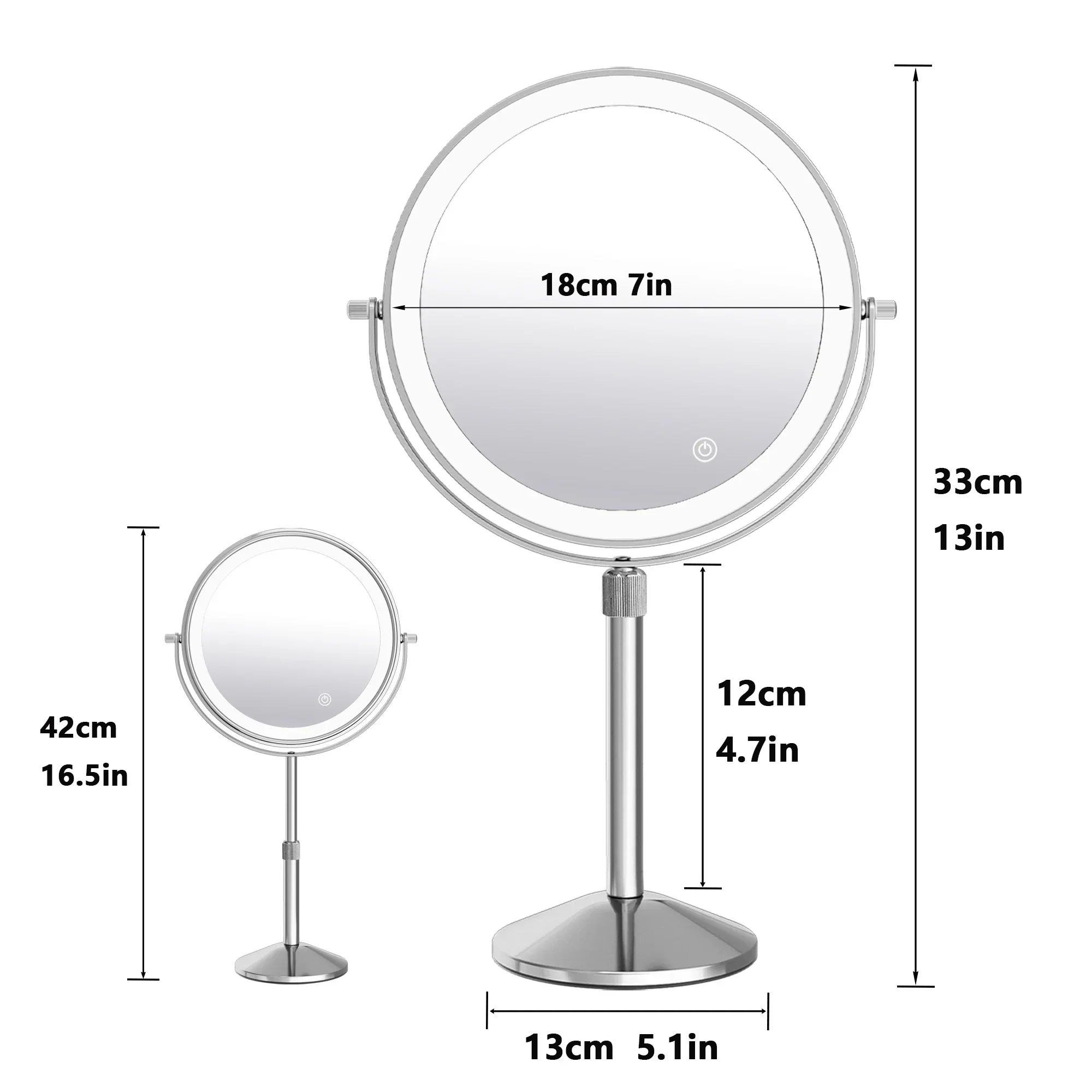 LED Vanity Makeup Mirror – 10X Magnifying, 360° Rotation
