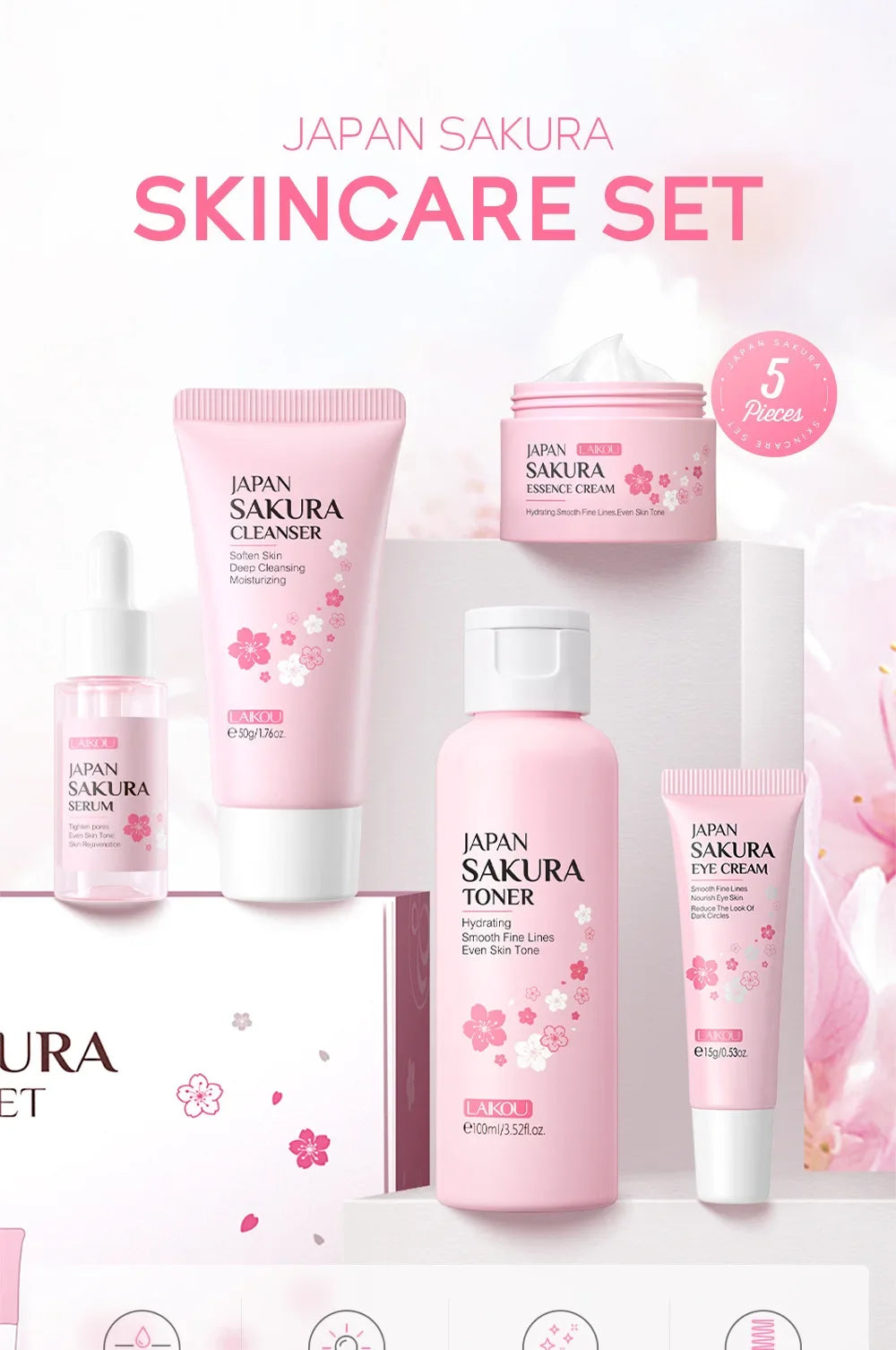 LAIKOU Sakura 5-Piece Skin Care Set - Free Delivery