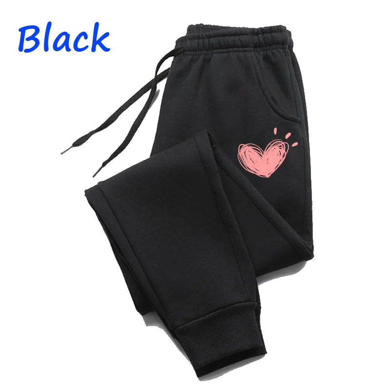 Women's Heart Print Fleece Jogger Sweatpants