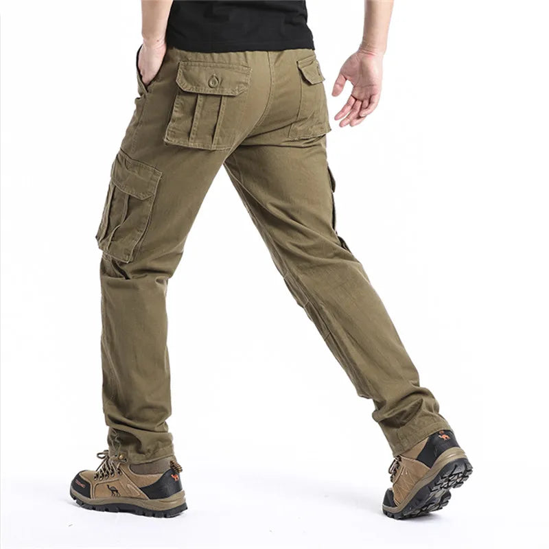 Men's Tactical Cargo Pants – Loose Fit, Multi-Pocket, Pure Cotton