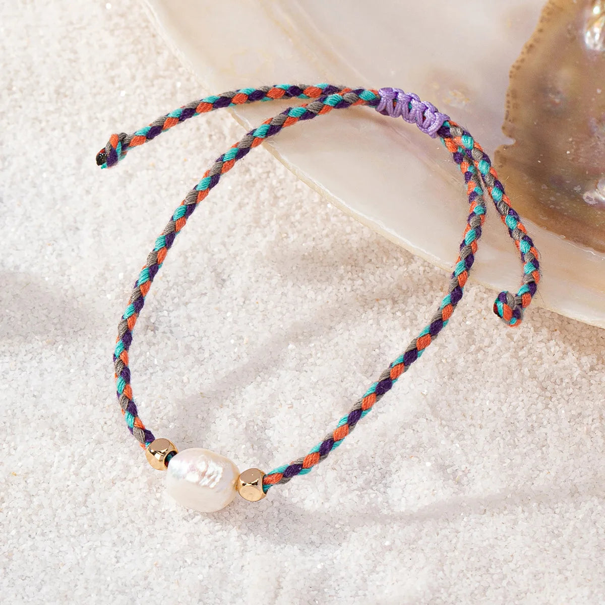 Colorful Rope & Freshwater Pearl Bracelet