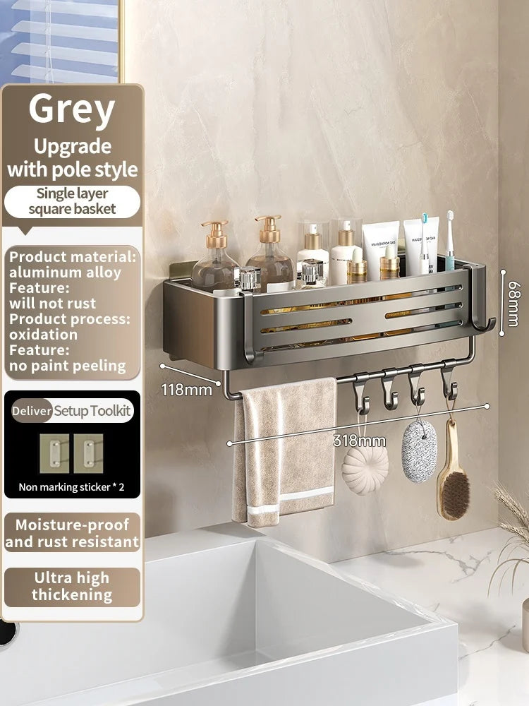 Drill-Free Aluminum Wall Shelf