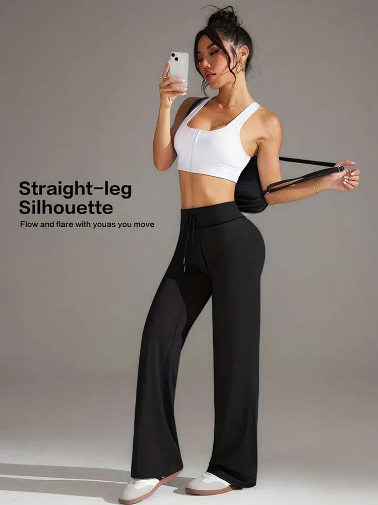 Women's Drawstring Wide Leg Yoga Sweatpants