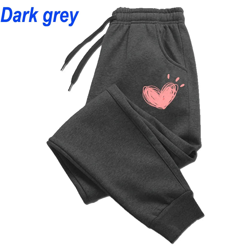Women's Heart Print Fleece Jogger Sweatpants