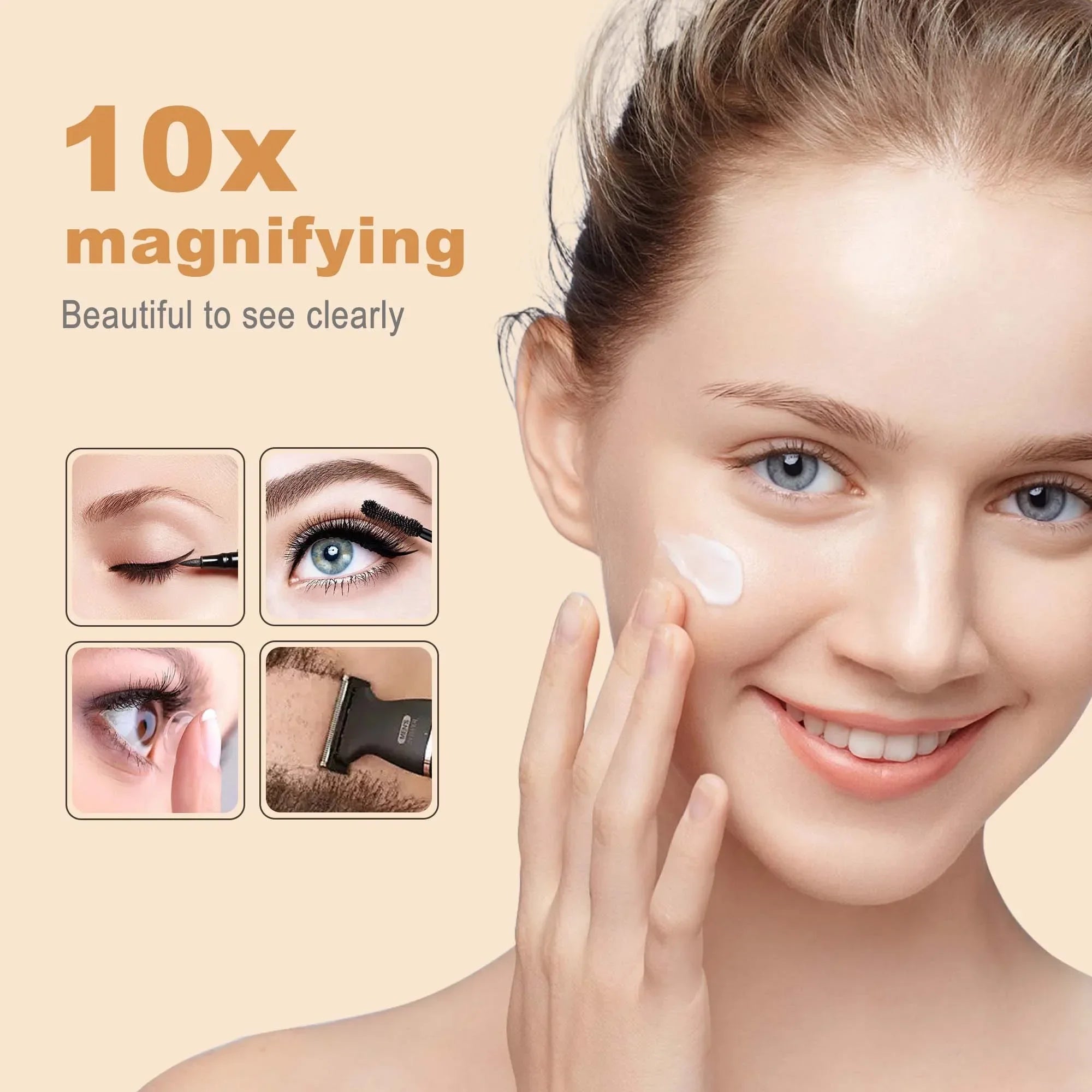 LED Vanity Makeup Mirror – 10X Magnifying, 360° Rotation