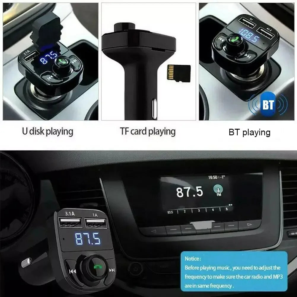 Bluetooth 5.0 FM Transmitter Car Charger – Dual USB, Hands-Free, MP3
