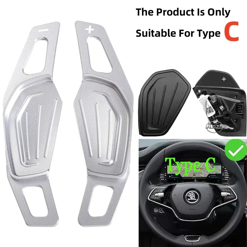 Aluminum Alloy Paddle Shifters for Skoda Octavia MK4 / ENYAQ / Karoq / Kodiaq (Type C)