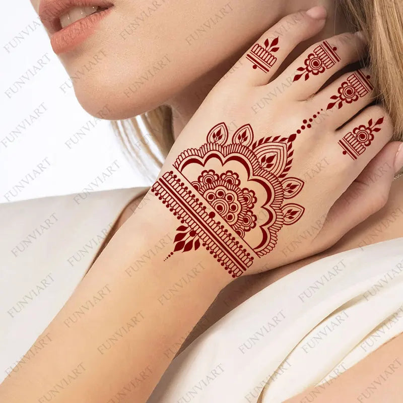 Henna Temporary Tattoo Stickers – Waterproof Body Art