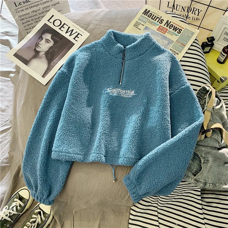 Damesfleece-kortboordjie-trui
