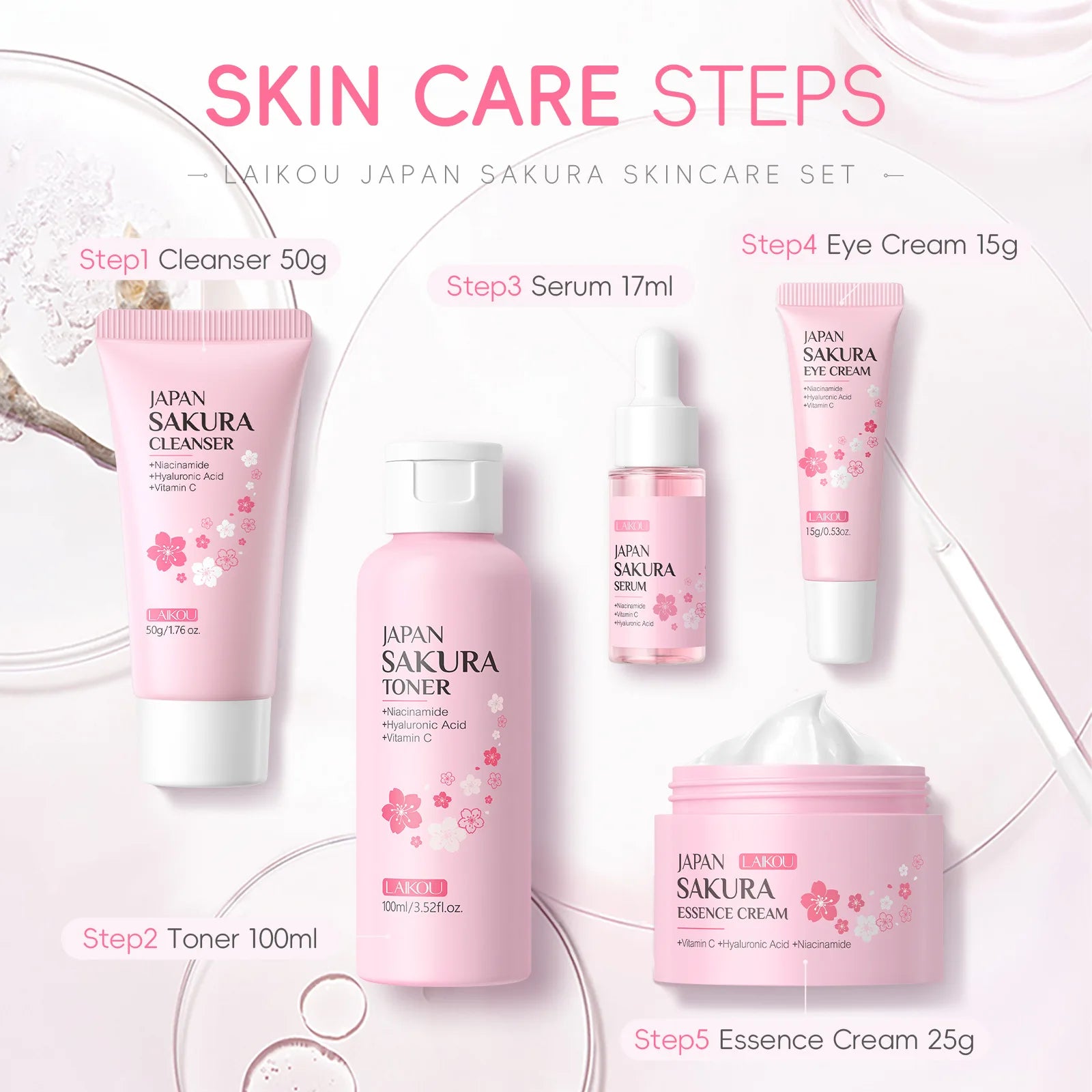 LAIKOU Sakura 5-Piece Skin Care Set - Free Delivery