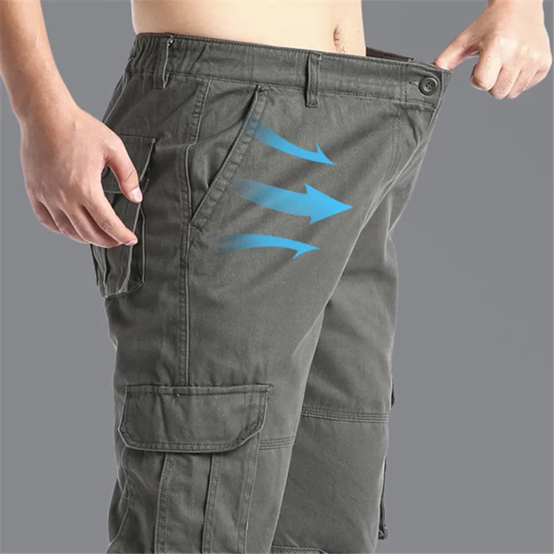 Men's Tactical Cargo Pants – Loose Fit, Multi-Pocket, Pure Cotton