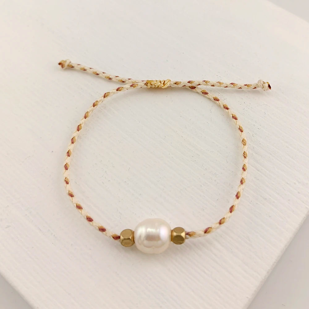 Colorful Rope & Freshwater Pearl Bracelet