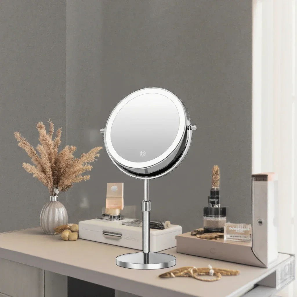 LED Vanity Makeup Mirror – 10X Magnifying, 360° Rotation