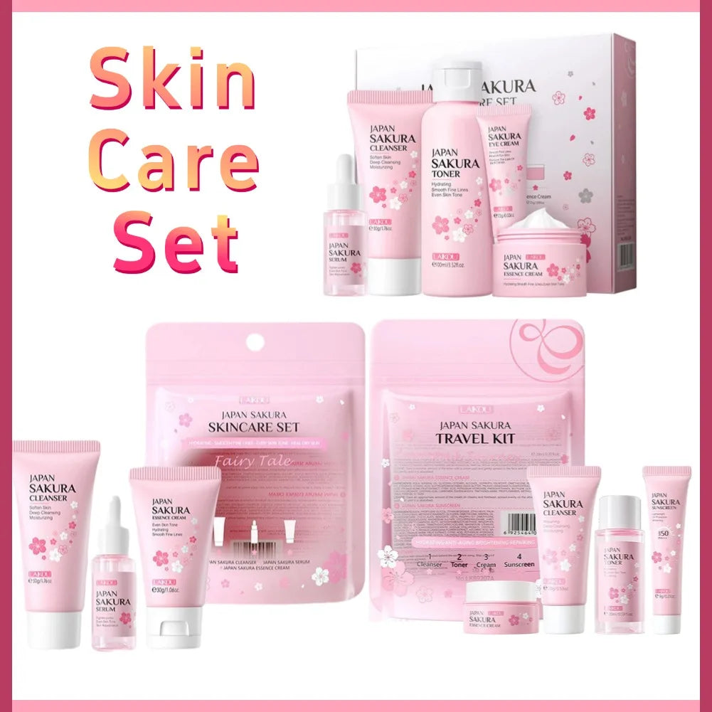 Sakura Skin Care Set – Cleanser, Serum, Eye Cream & Facial Cream