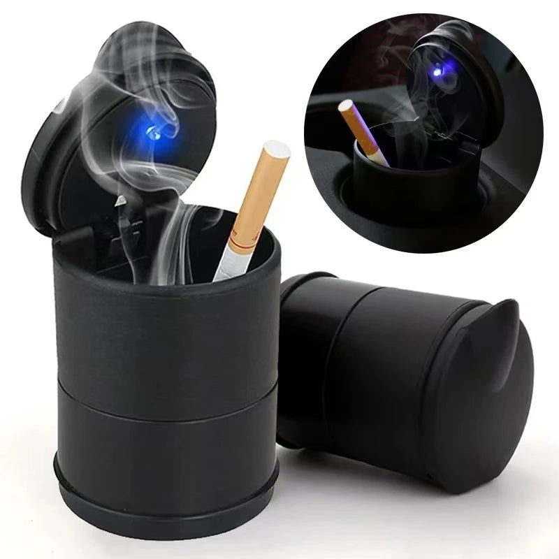 Portable Car LED Ashtray – Universal Cup Holder Style (7x7x10cm)