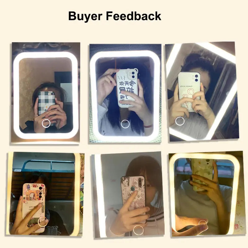 LED Vanity Mirror with Touch Screen – USB Rechargeable, 3 Brightness Levels