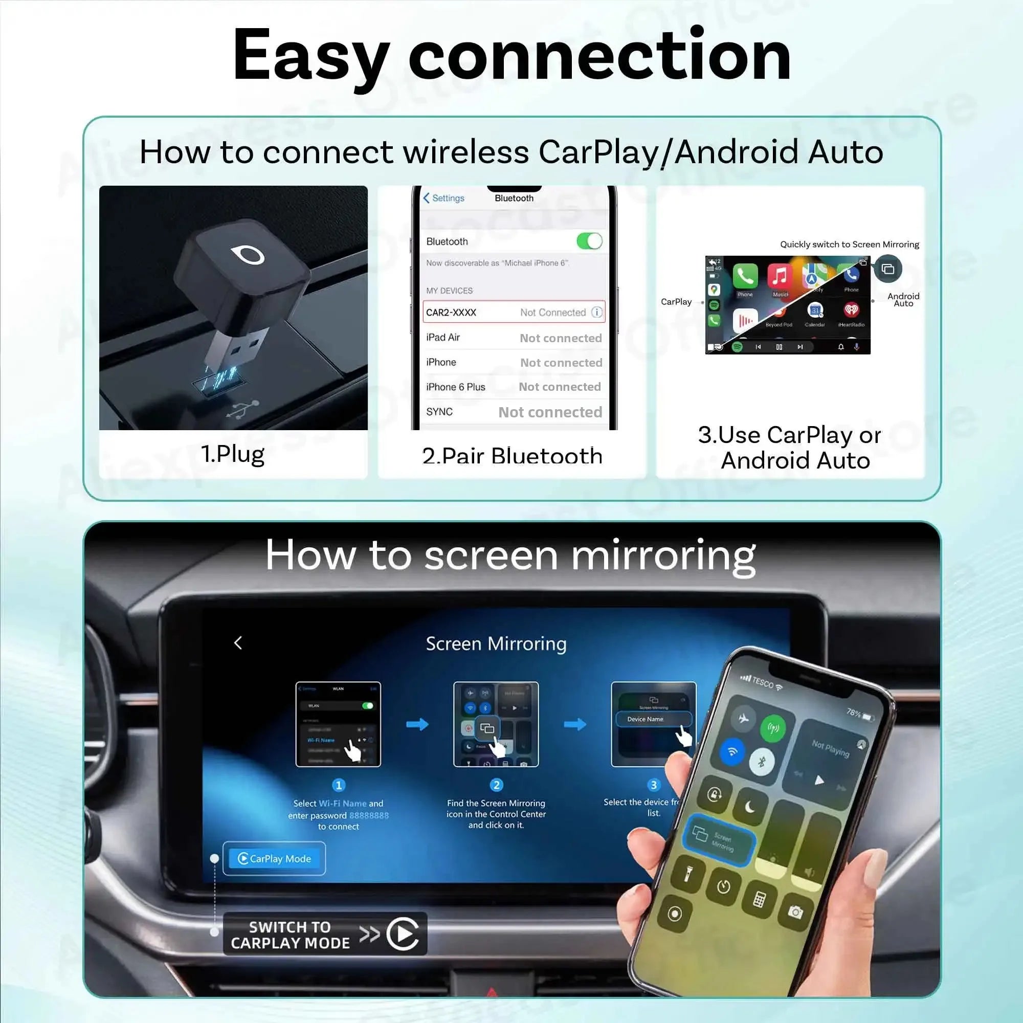 Ottocast Mini Air — 3-in-1 Wireless CarPlay