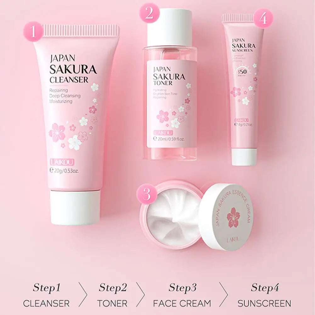 Sakura Skin Care Kit – Cleanser, Serum & Eye Cream