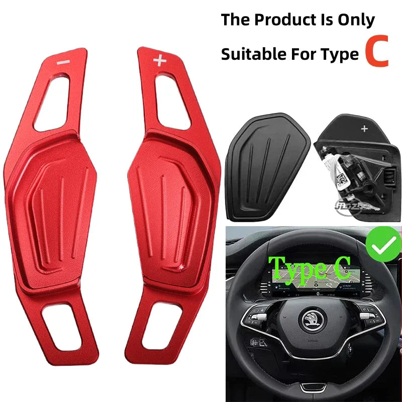 Aluminum Alloy Paddle Shifters for Skoda Octavia MK4 / ENYAQ / Karoq / Kodiaq (Type C)