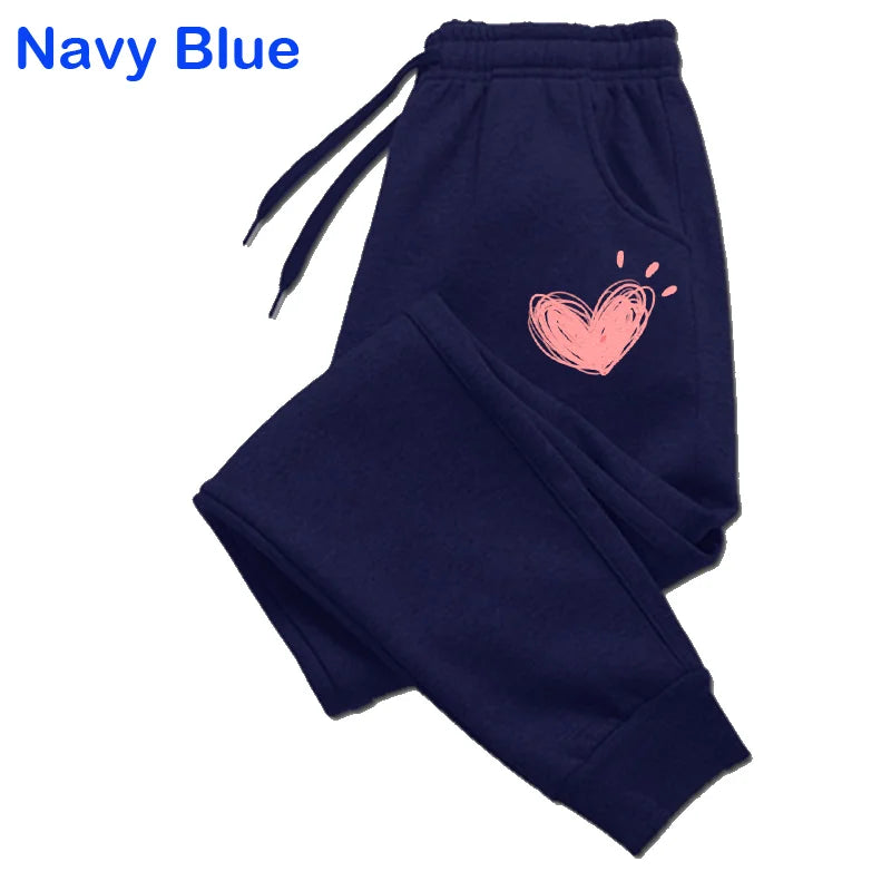 Women's Heart Print Fleece Jogger Sweatpants