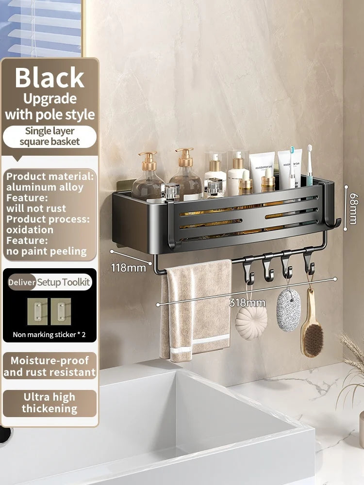 Drill-Free Aluminum Wall Shelf