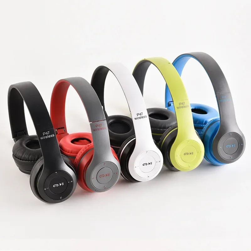 P47 Wireless Headphones – Foldable Bluetooth 5.0, HiFi Stereo Bass with Mic