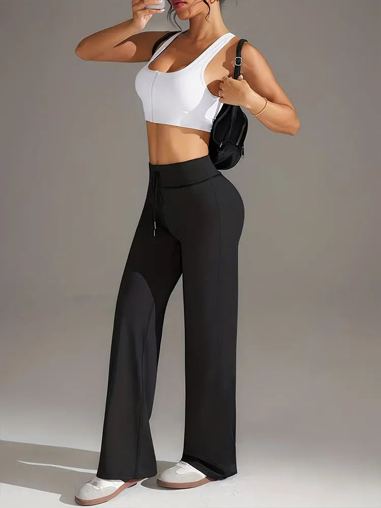 Women's Drawstring Wide Leg Yoga Sweatpants