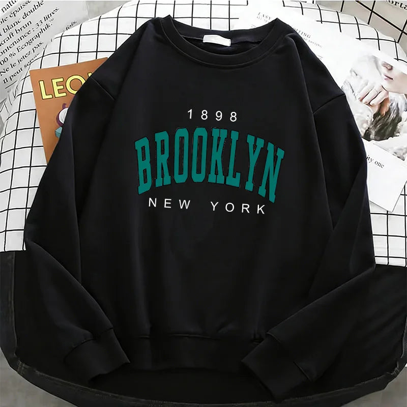 Women's Y2K Brooklyn Letter Print Pullover Sweatshirt