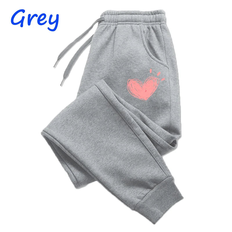 Women's Heart Print Fleece Jogger Sweatpants