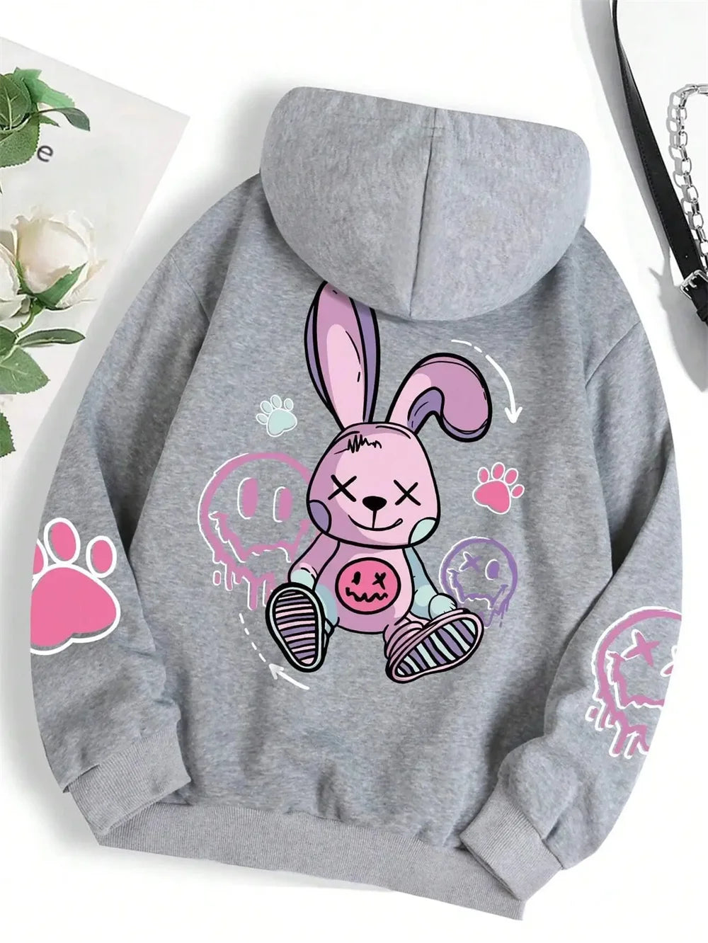 Women's Harajuku Print Fleece Hoodie