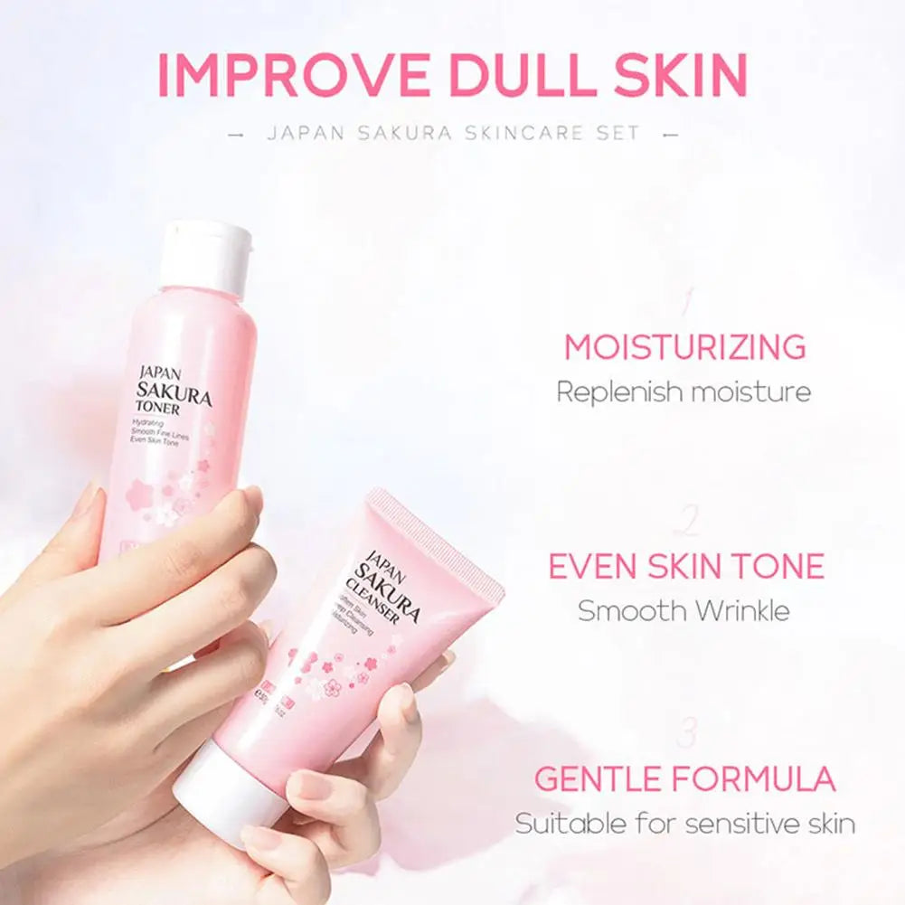 Sakura Skin Care Set – Cleanser, Serum, Eye Cream & Facial Cream