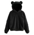 Women's Rabbit Ear Plush Hoodie – Cute Warm Pullover Sweatshirt