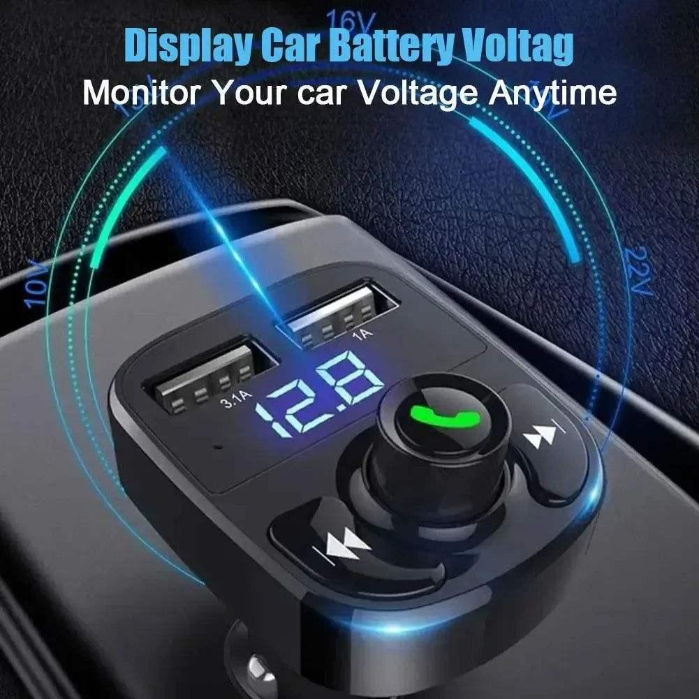 Bluetooth 5.0 FM Transmitter Car Charger – Dual USB, Hands-Free, MP3