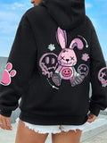 Women's Harajuku Print Fleece Hoodie