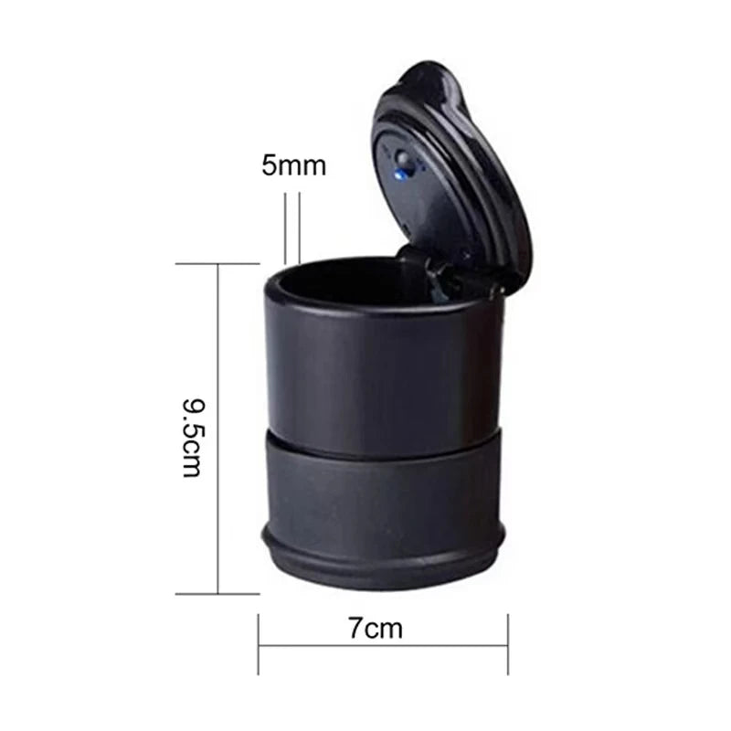 Portable Car LED Ashtray – Universal Cup Holder Style (7x7x10cm)