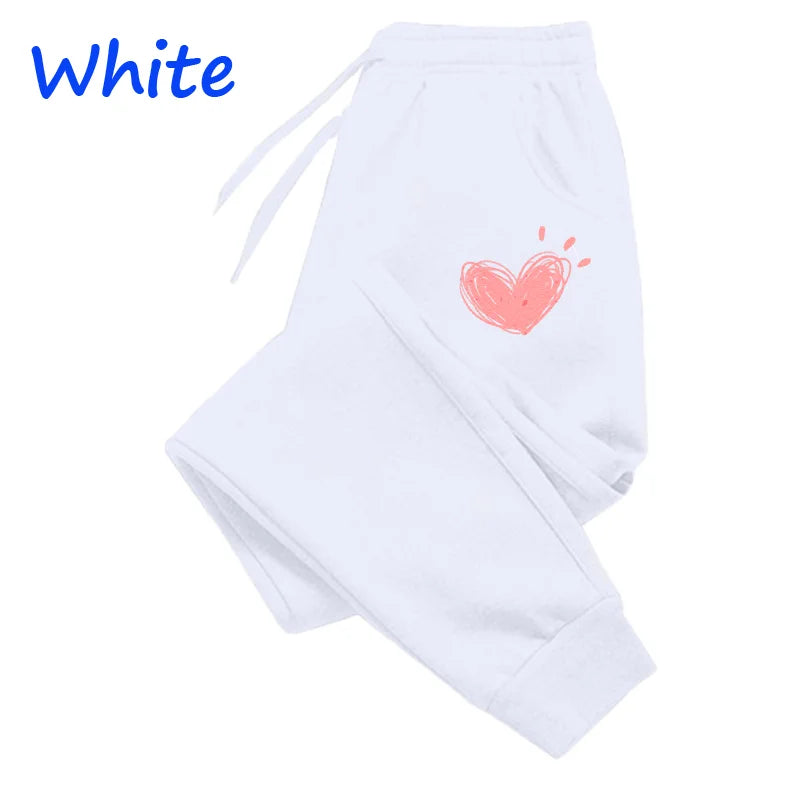 Women's Heart Print Fleece Jogger Sweatpants