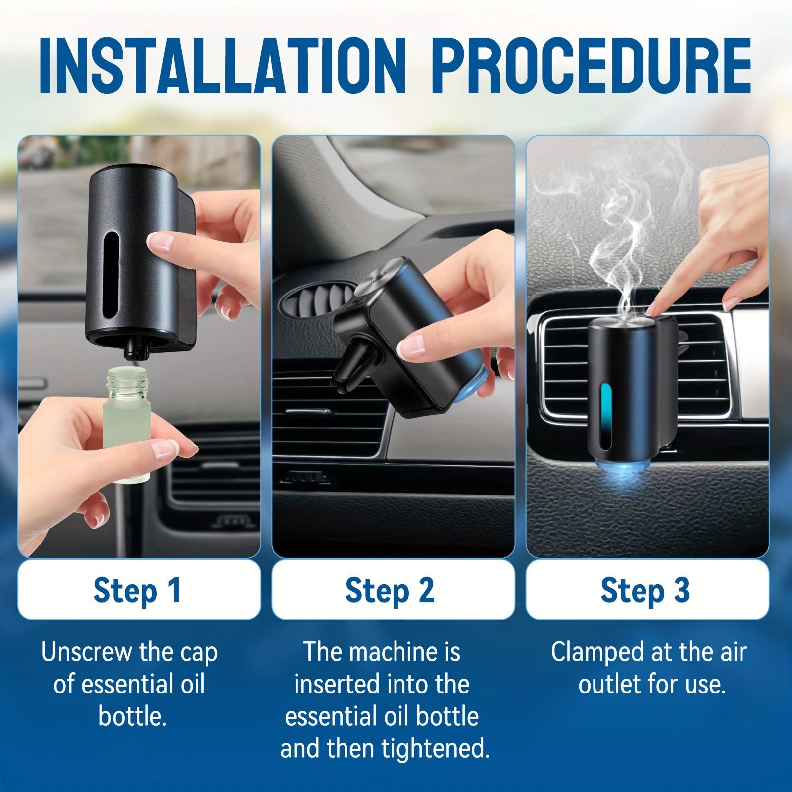 Smart Car Air Aromatherapy Diffuser – Includes Holder & 1 Perfume