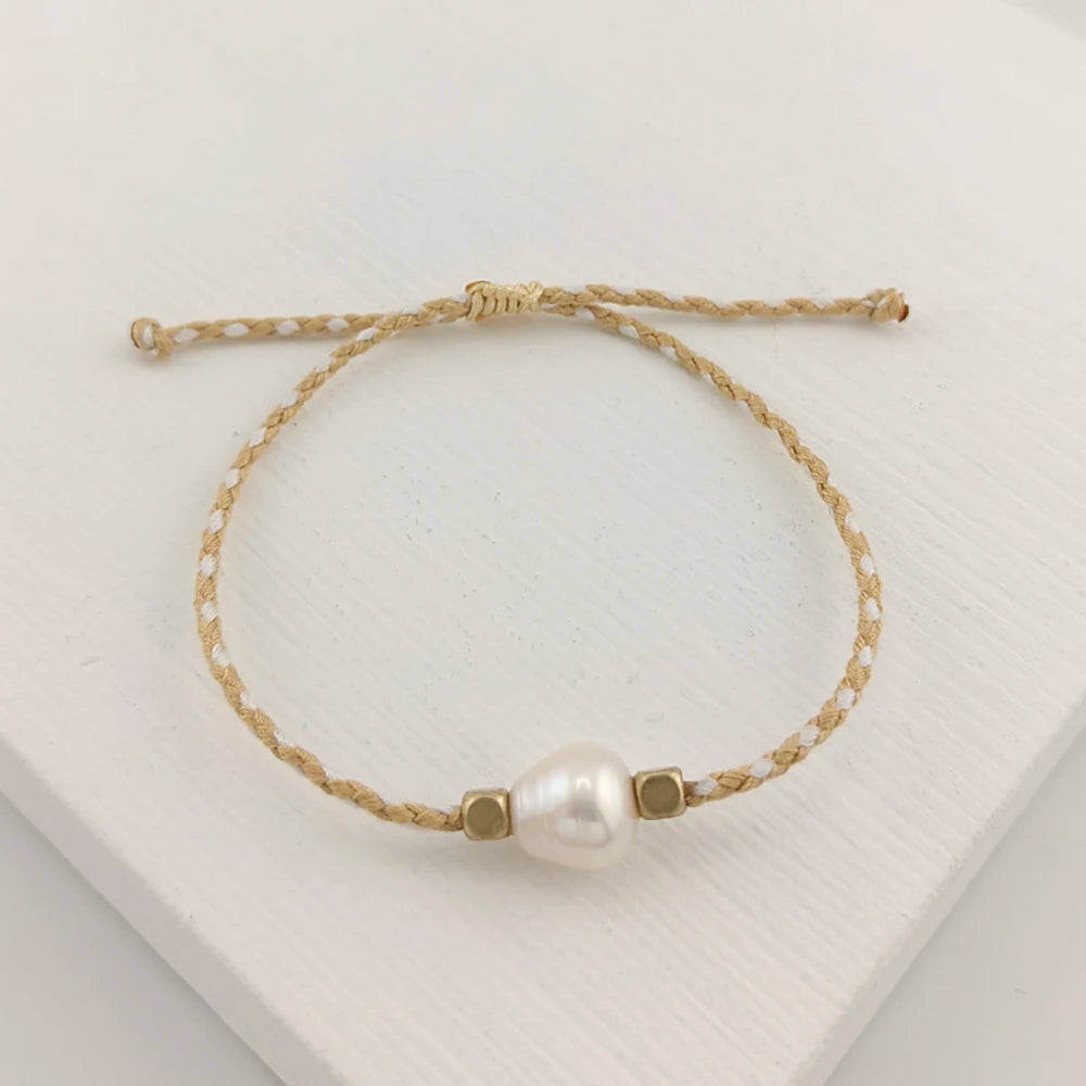 Colorful Rope & Freshwater Pearl Bracelet