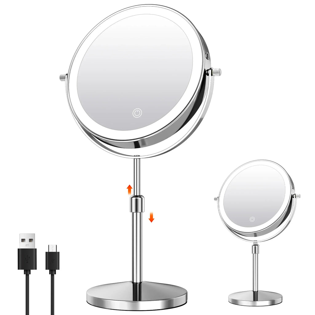 LED Vanity Makeup Mirror – 10X Magnifying, 360° Rotation