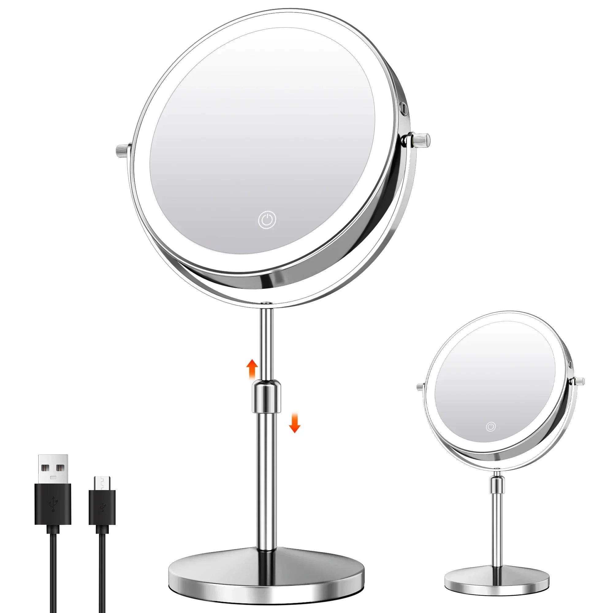 LED Vanity Makeup Mirror – 10X Magnifying, 360° Rotation