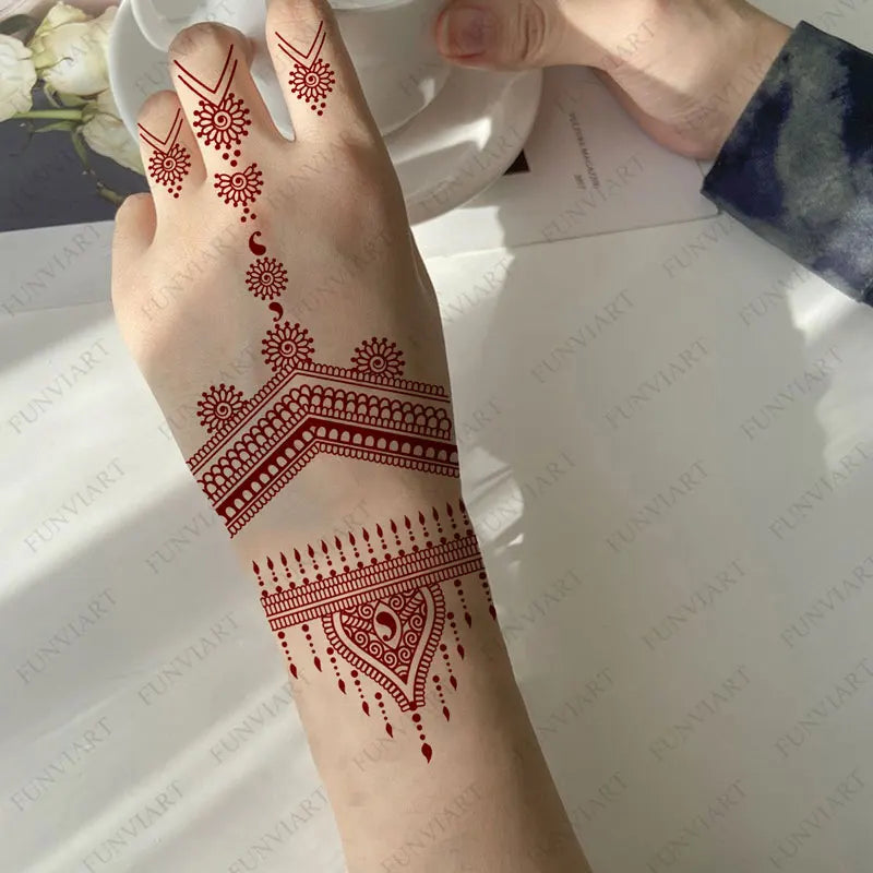 Henna Temporary Tattoo Stickers – Waterproof Body Art