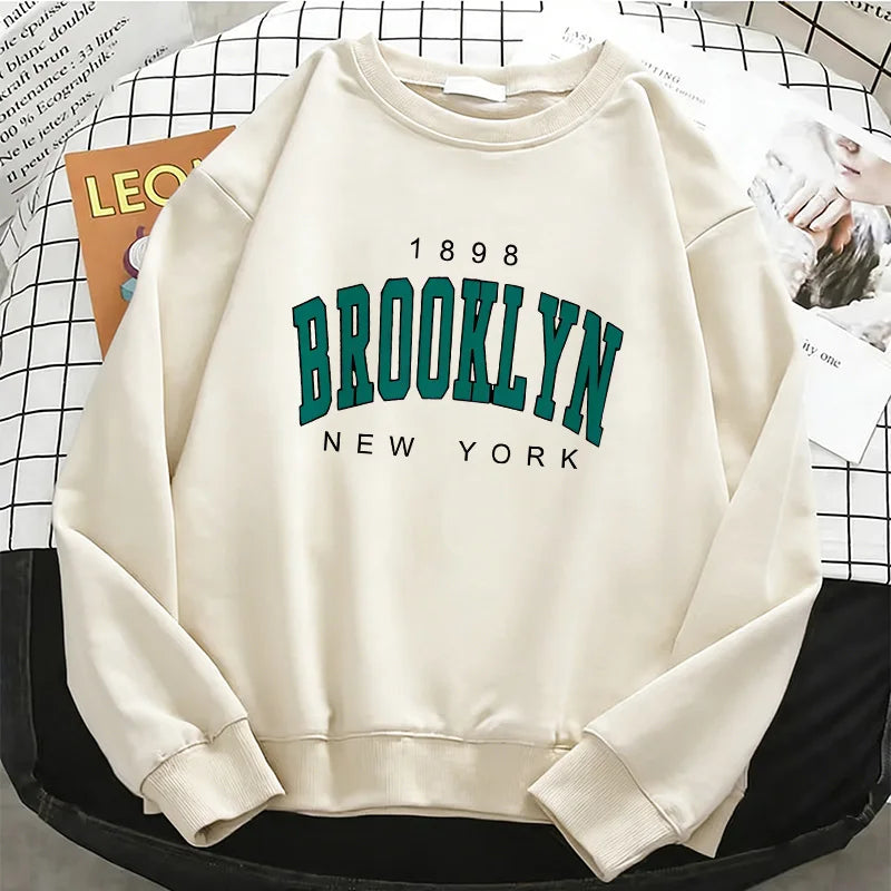 Women's Y2K Brooklyn Letter Print Pullover Sweatshirt
