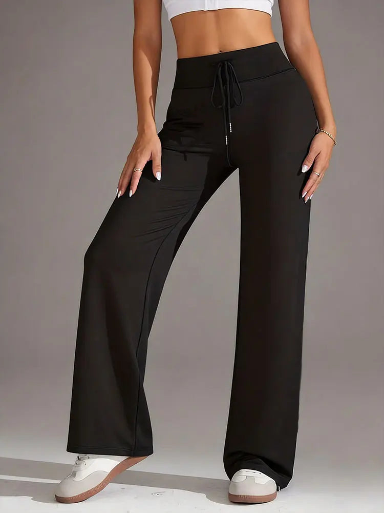Women's Drawstring Wide Leg Yoga Sweatpants