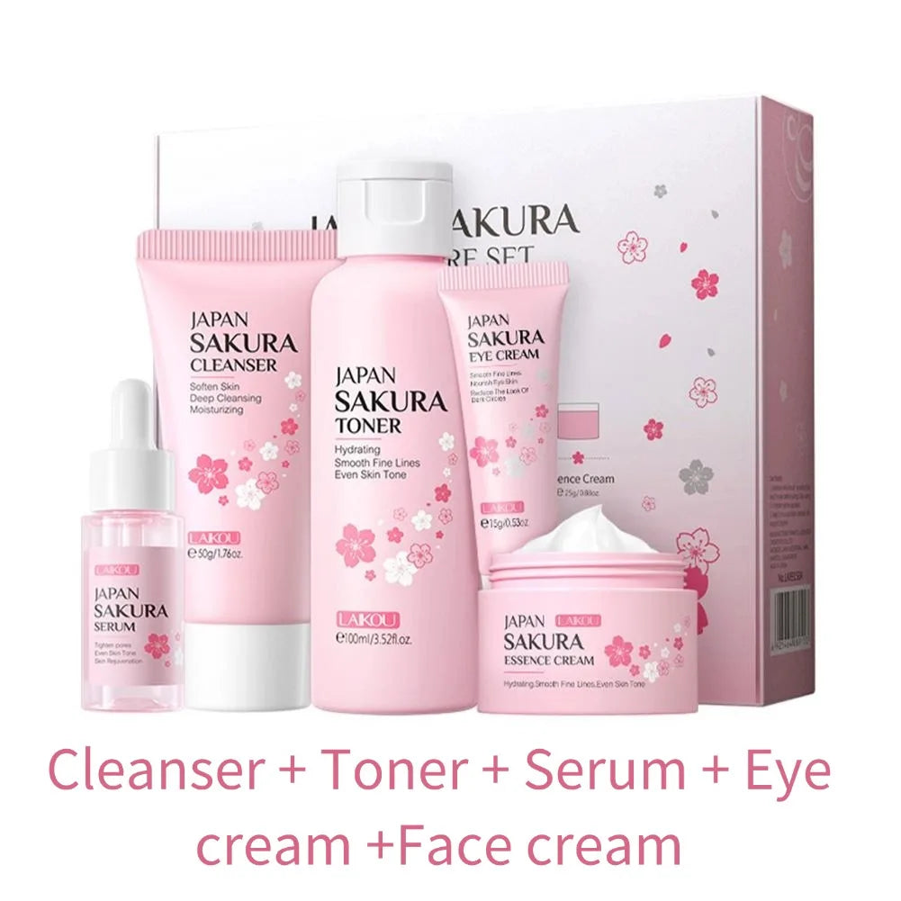 Sakura Skin Care Set – Cleanser, Serum, Eye Cream & Facial Cream
