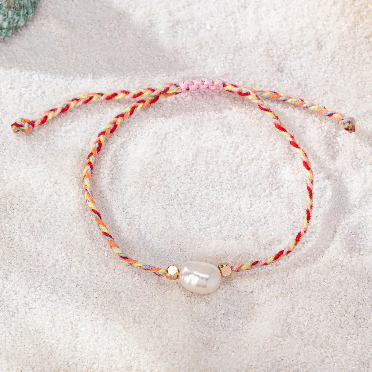 Colorful Rope & Freshwater Pearl Bracelet